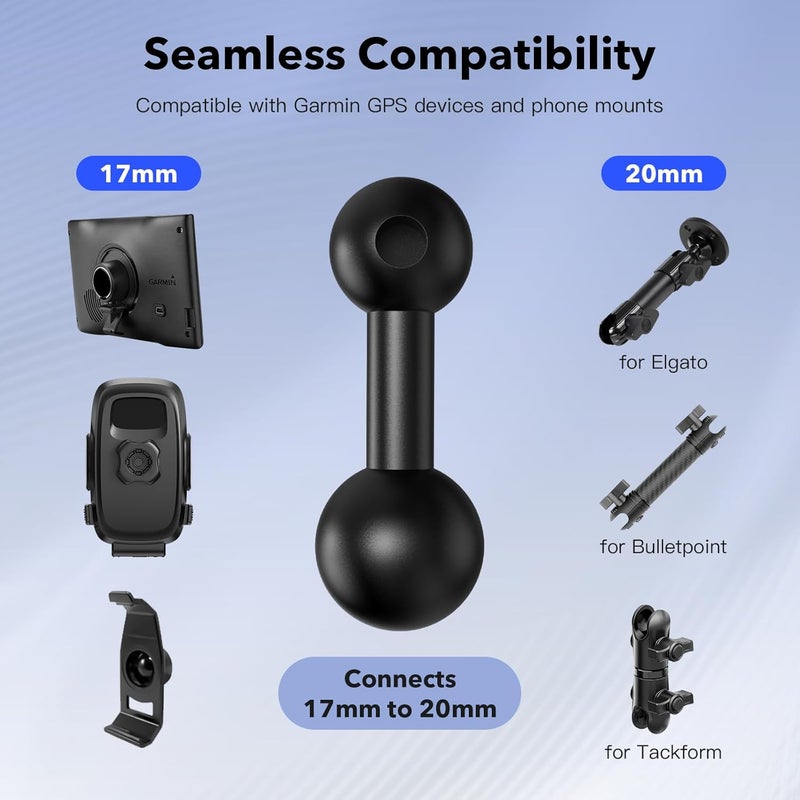 iGoevo 20mm to 17mm Ball Mount Adapter – TPU Anti-Slip Base for Stable Installation, Compatible with Garmin GPS, Phone, and Vehicle Mounts - Image 4